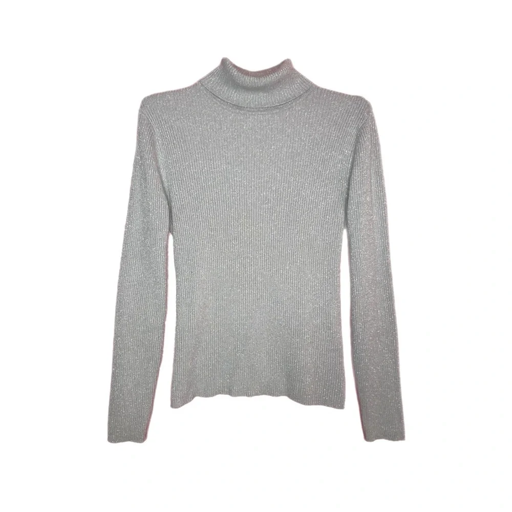 Vintage Grey sparkling ribbed turtleneck sweater - Picture 1 of 3
